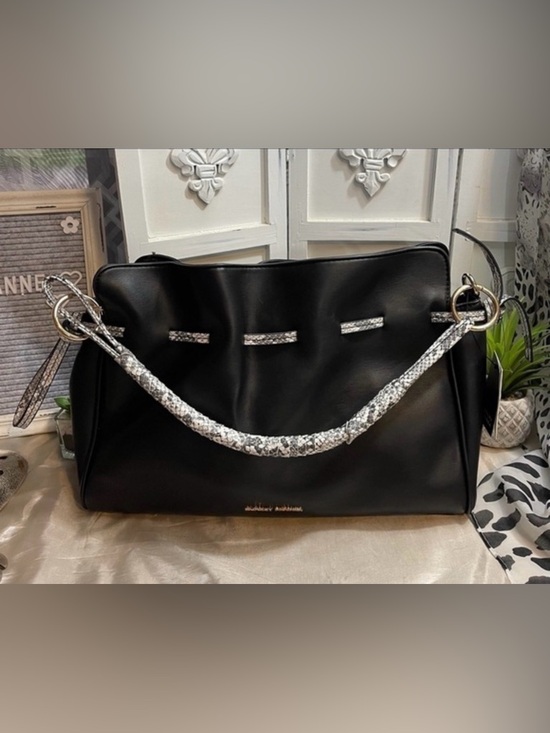 Badgley Mischka Handbags - Badgley Mischka Black Dumpling/Crossbody/Tote Bag with Snake-Print Accent. NWT